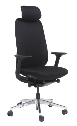Pullman - Siège de bureau haut dossier avec têtière - Tissu noir
