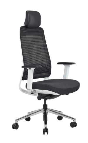 Fairfax Blanc - Chaise de bureau haut dossier avec appui-tête