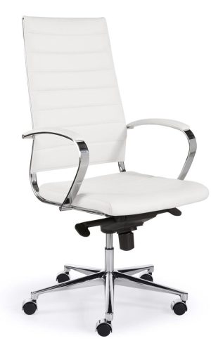 Chaise de bureau Design avec haut dossier en similicuir - Blanc