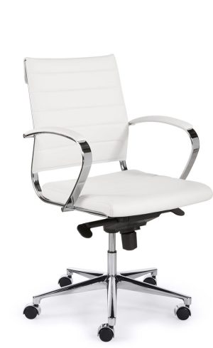 Chaise de bureau Design avec bas dossier en similicuir - Blanc