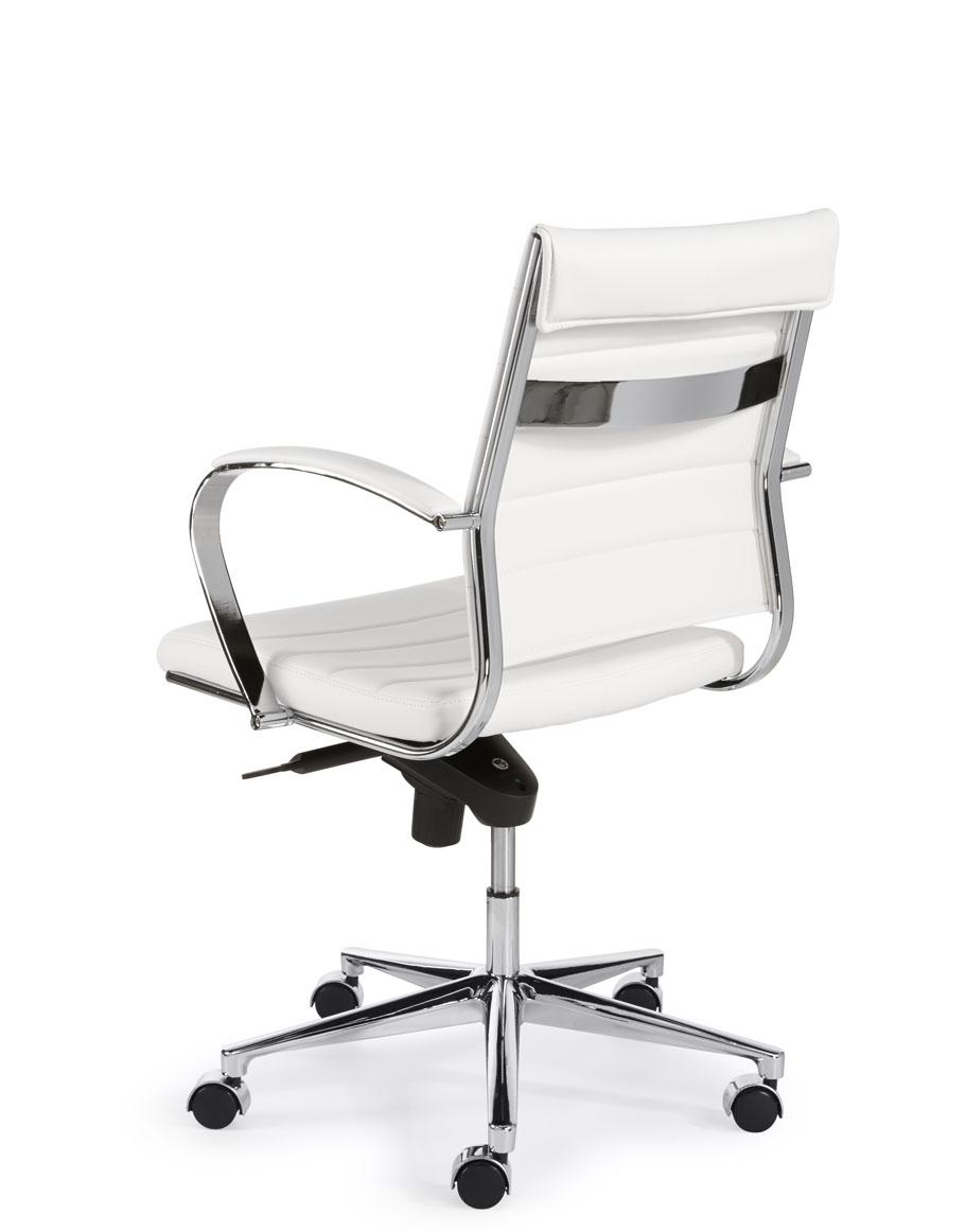Chaise de bureau Design avec bas dossier en similicuir - Blanc – Image 3