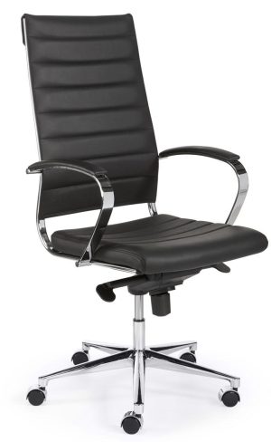 Chaise de bureau Design avec haut dossier en similicuir - Noir