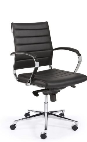 Chaise de bureau Design avec bas dossier en similicuir - Noir