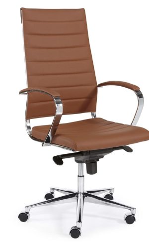 Chaise de bureau Design avec haut dossier en similicuir - Cognac
