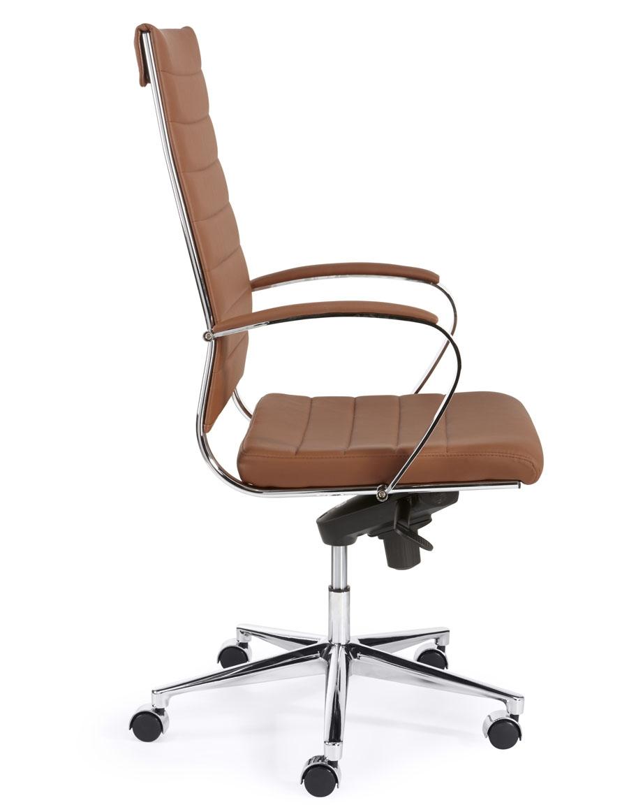 Chaise de bureau Design avec haut dossier en similicuir - Cognac – Image 2