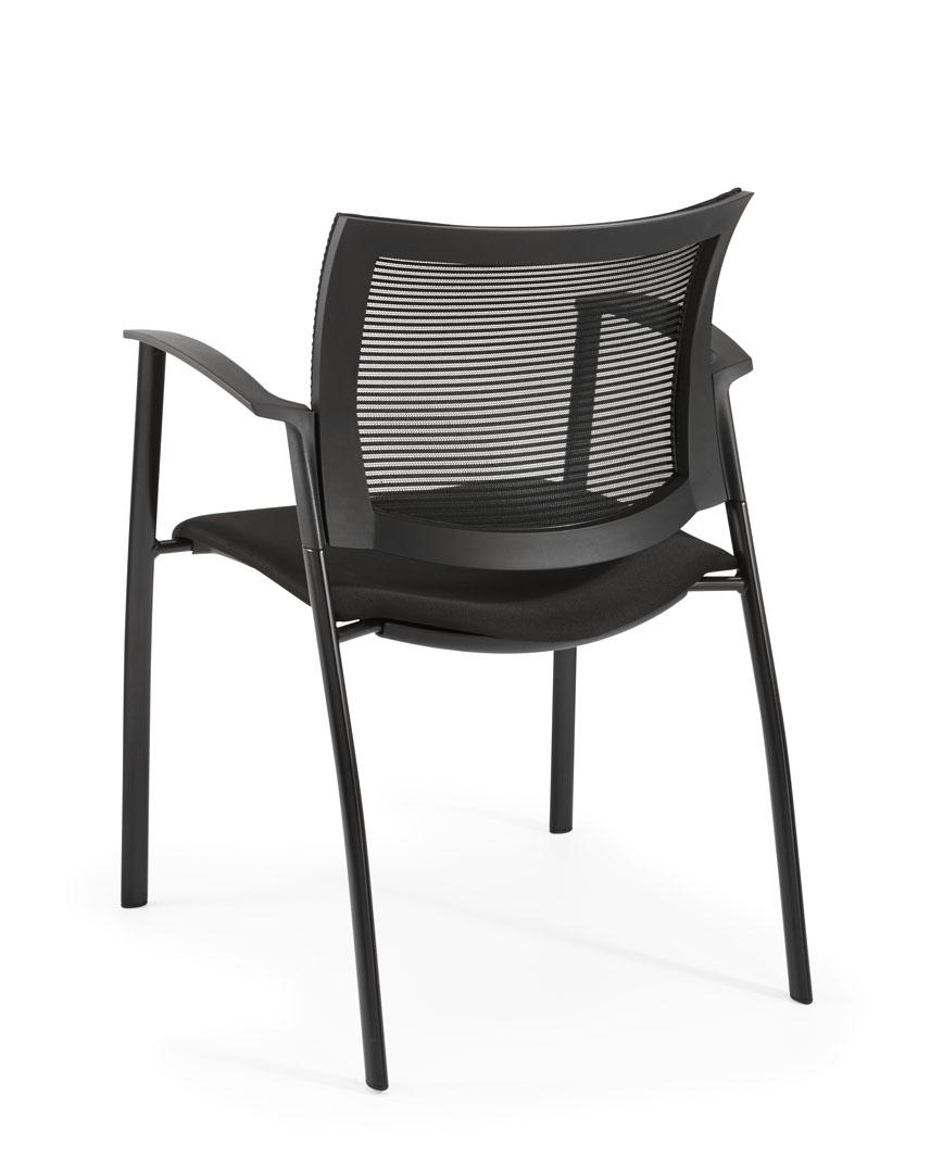 Chaise de réunion 802, assise en tissu noir et dos en résille noire – Image 4
