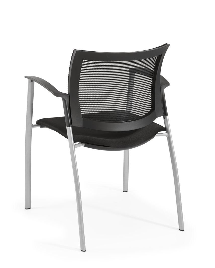Chaise de réunion 802, assise en tissu noir et dos en résille noire – Image 3