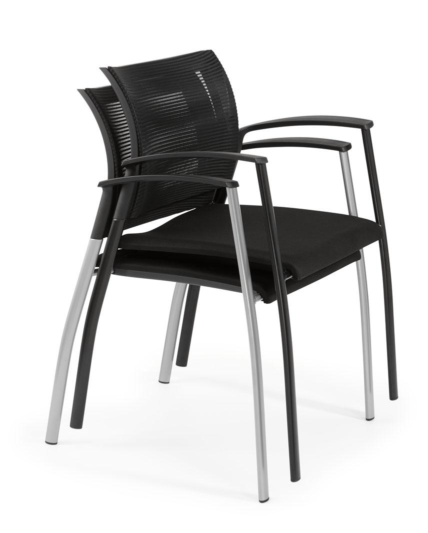 Chaise de réunion 802, assise en tissu noir et dos en résille noire – Image 5