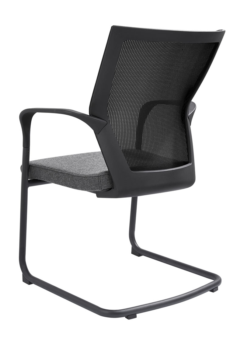 Chaise de réunion 604WV, assise en laine feutrée et dossier en résille noire – Image 5