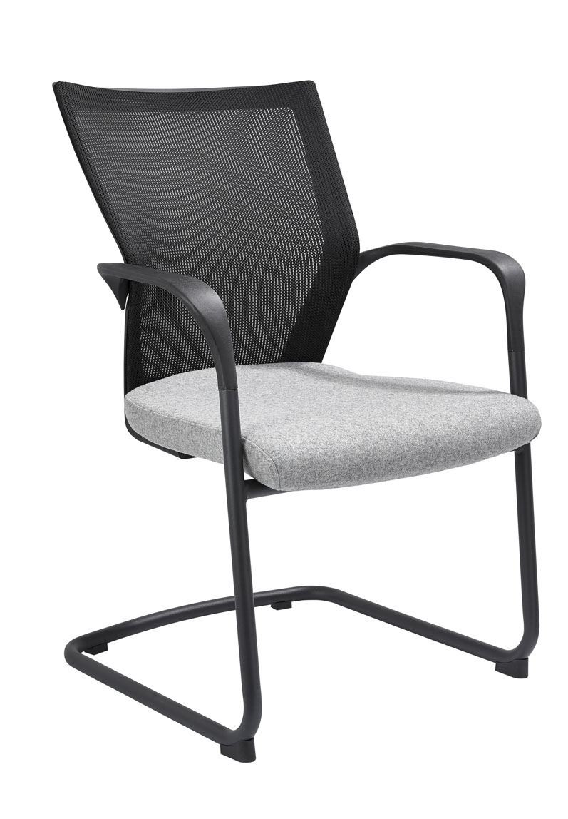 Chaise de réunion 604WV, assise en laine feutrée et dossier en résille noire – Image 2