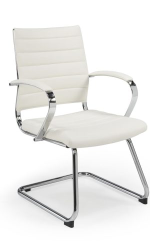 Chaise de réunion 602PUW, en similicuir Blanc