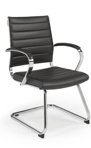 Chaise de réunion 602PUZ, en similicuir Noir