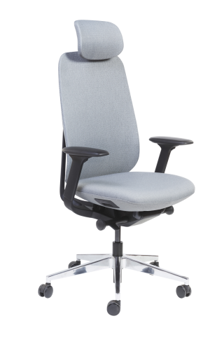 Pullman - Siège de bureau haut dossier avec têtière - Tissu gris